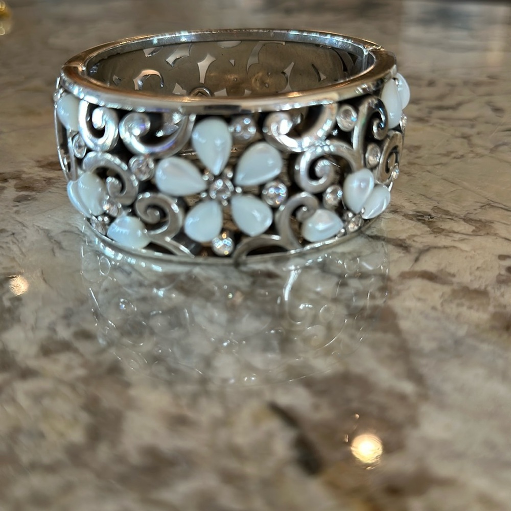 Brighton chunky Cuff Bracelet Silver and Rhinestone